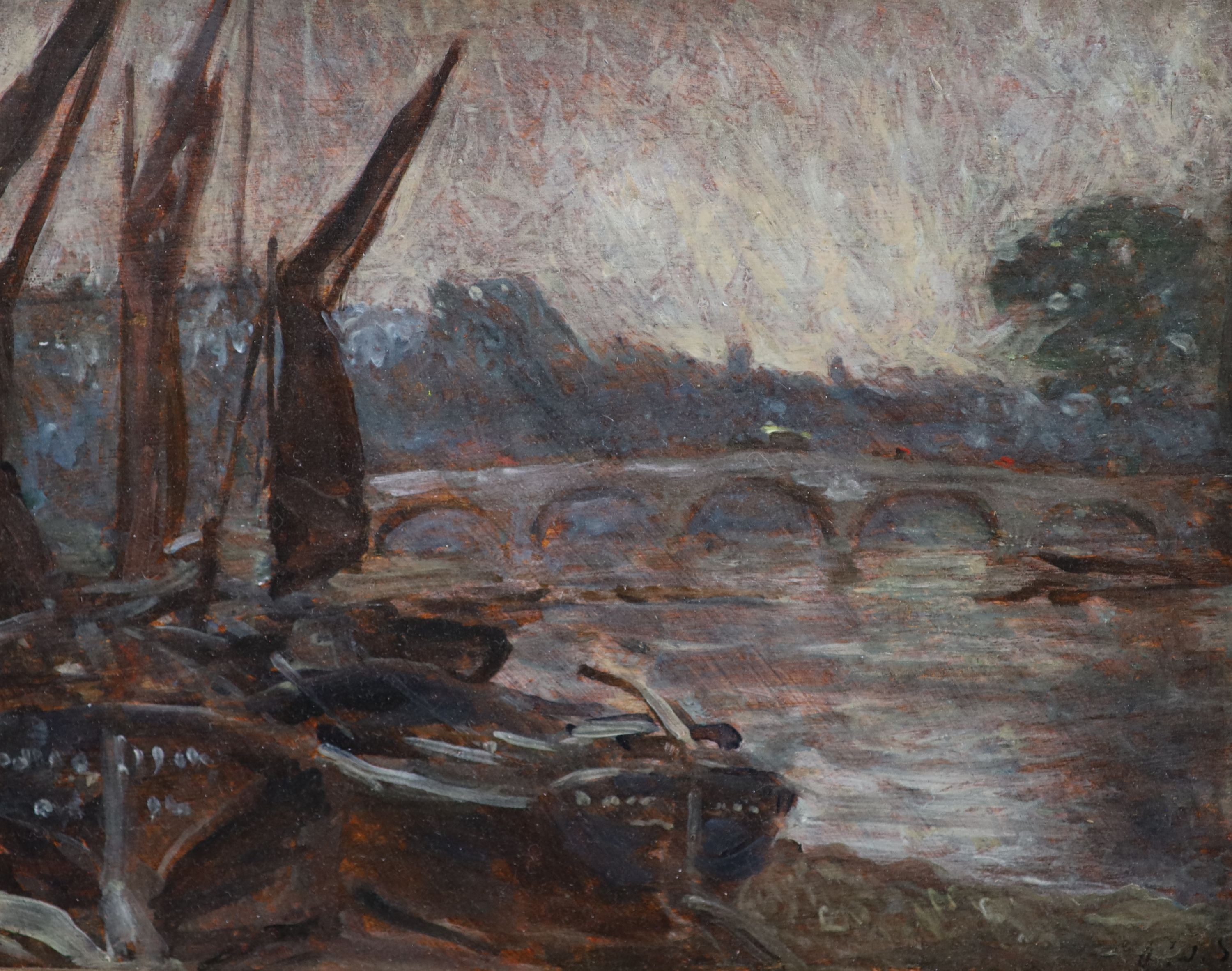 Philip Wilson Steer (1860-1942), View of Richmond Bridge, oil on wooden panel, 20 x 26.5cm